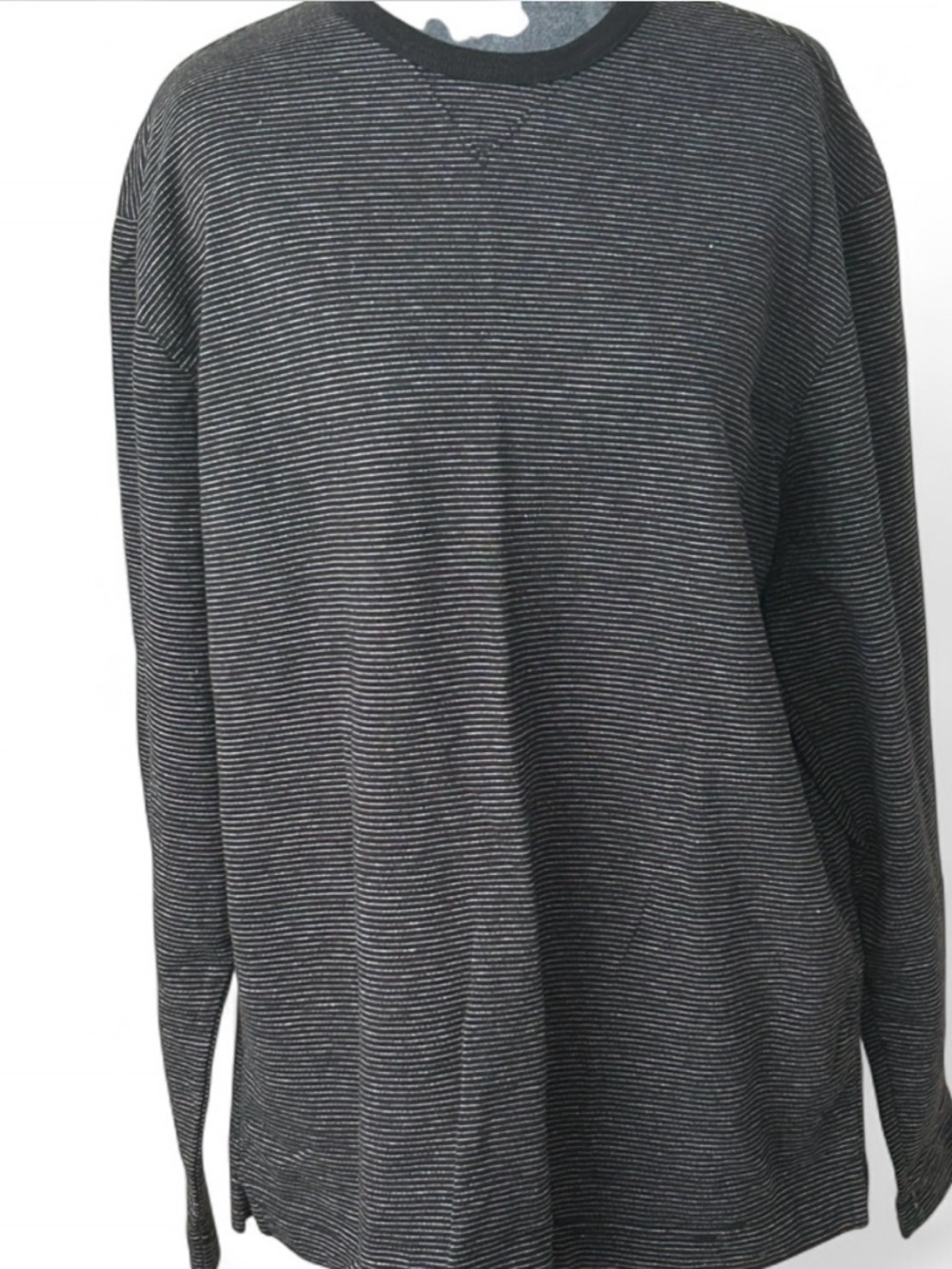 GAP Black and Gray Thin-Strip Crewneck Sweater